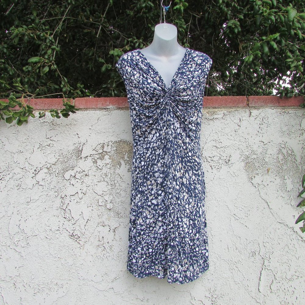M Michael Kors navy cream tan ruched dress